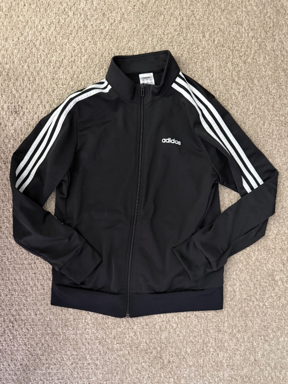 adidas Black Track fitted Jacket with White Three-Stripes